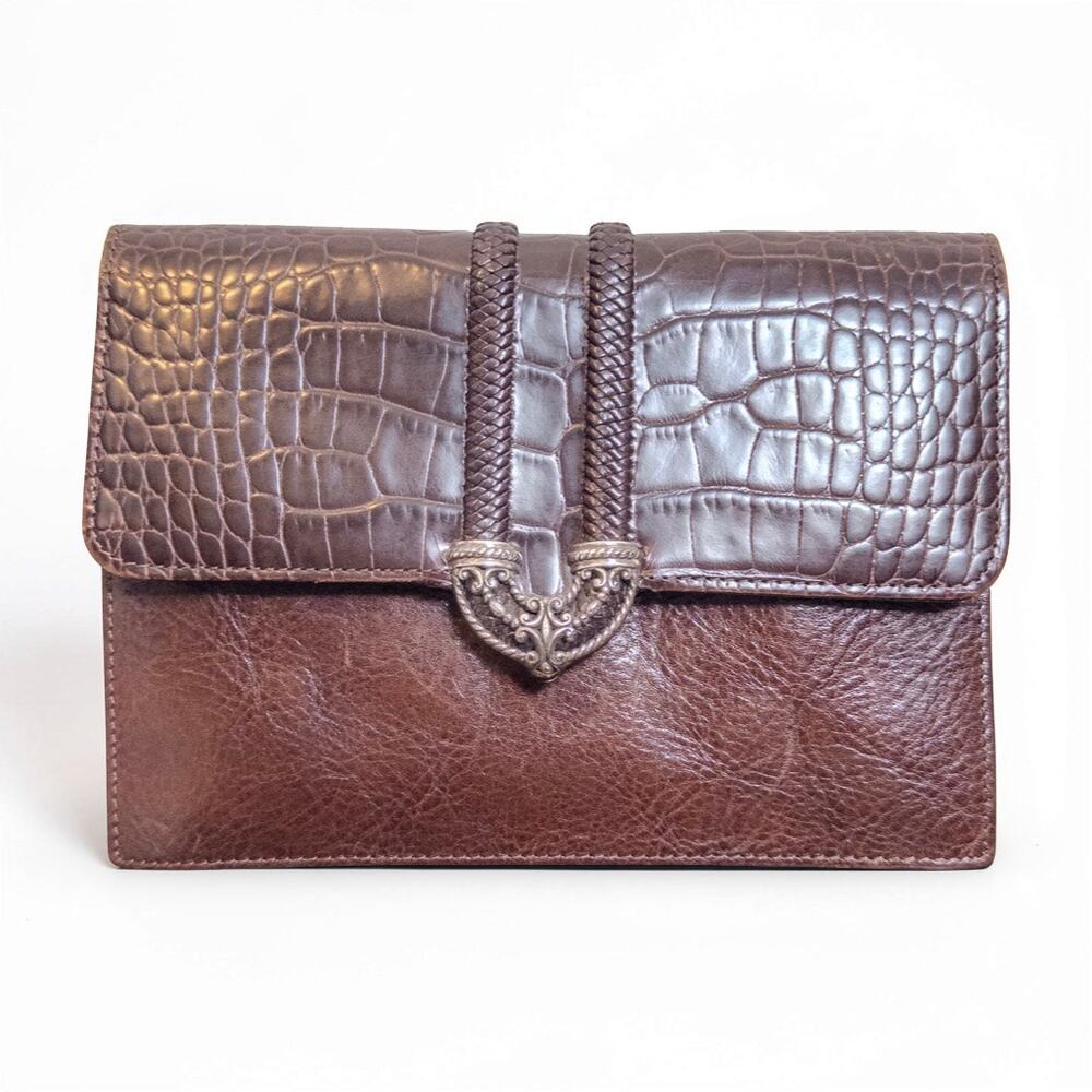 Brighton Brown Leather Croc Embossed Clutch Wallet